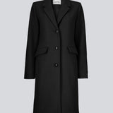 Beautiful, long wool coat in black. Pamela coat is closed by 3 big buttons at front and is waisted, which gives a feminine look. Because of the high content of wool you will be able to keep warm all through fall and the mild winters.