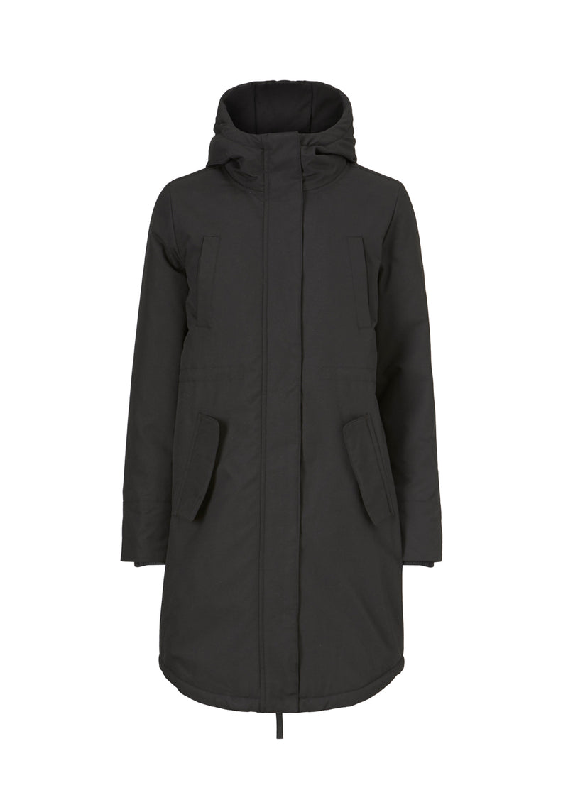 Nice water repellent winter jacket in black. Patricia coat is with hood and has hidden zipper closure at front and 4 pockets. The jacket has M3 Thinsulate padding, which is world recognized for its high insulation. This makes the jacket the perfect choice for the cold winters.