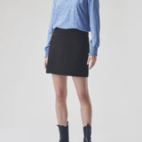 Simple and a must-have stylish A-shaped skirt. Tanny short skirt has elastic at the waist and the strechable material creates the perfect fit.