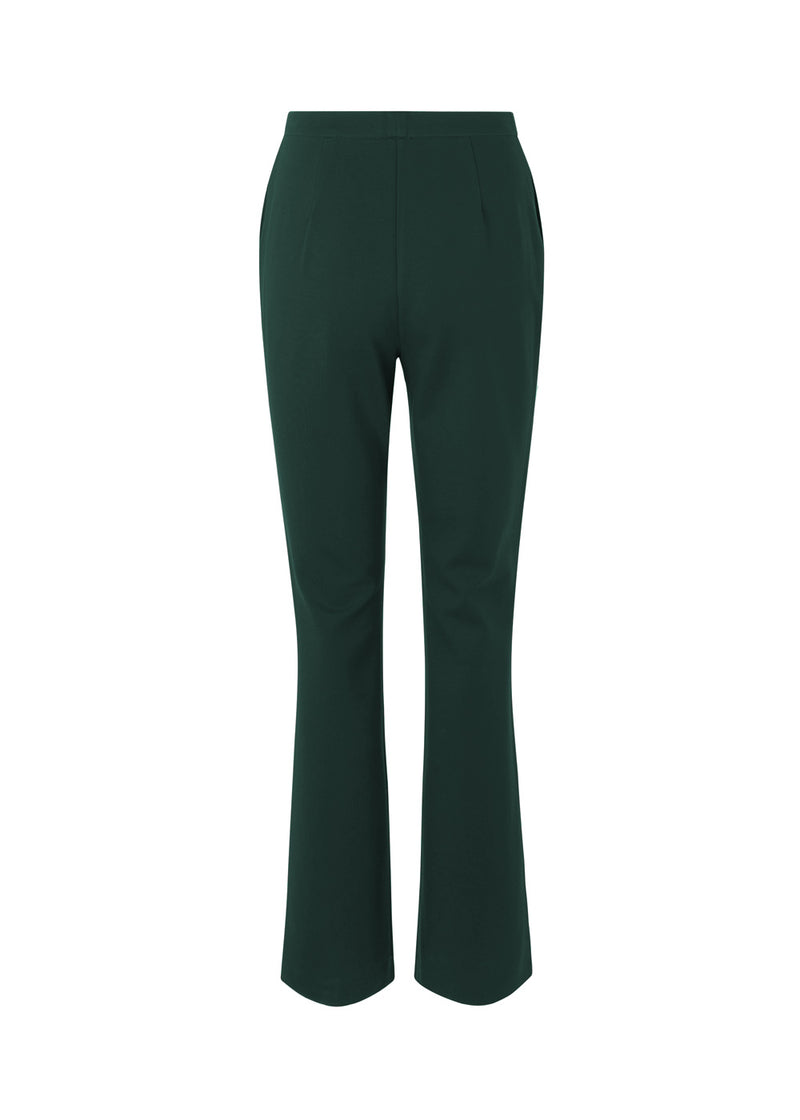 Nice pants in green in soft quality with stretch. Tanny slit pants have a simple design with an elasticated waistline and a tight fit. The slit detail at the hem creates more width and effect at the bottom. The model is wearing pants in black and is 173 cm. She wears a size S/36.