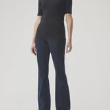 Tansy top has a simple look with a wide neckline at front and back and narrow sleeves. The top is slim fit without being tight. A basic must-have style in your waredrobe.
