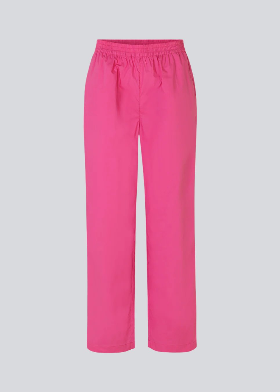 Pants in organic cotton with straight, wide legs. TapirMD pants have a high, elasticated waist, slanted side pockets, and a decorative paspoil back pocket.  Material: 100% Organic Cotton